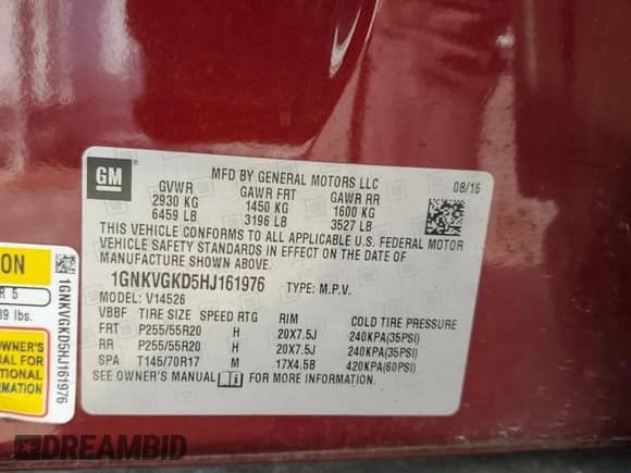 2017 Chevrolet Traverse LT with VIN 1GNKVGKD5HJ161976, listed as a Copart auction lot 80530855 with 133,661 mi miles and Salvage title. Bid and sale history available at DreamBid. Image 13.