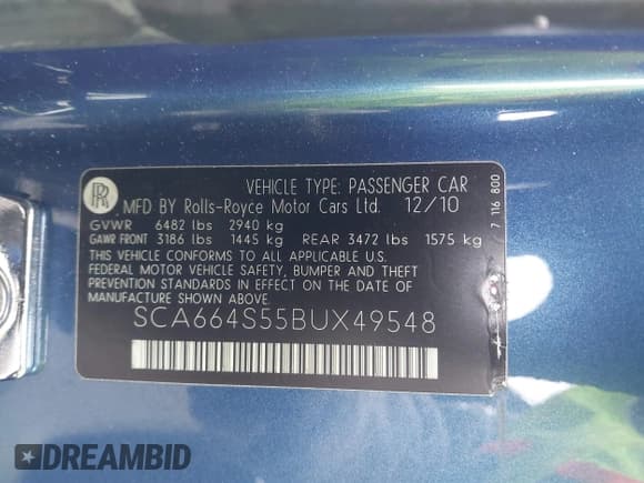✅ 2011 Rolls-Royce Ghost • VIN: SCA664S55BUX49548 • Lot: 41395054. Wystawiony na IAAI z przebiegiem 17 710 mil. Bezpłatny archiwum sprzedaży aukcyjnych z USA i szczegółowy raport historii pojazdu na DreamBid. Zdjęcie 9.
