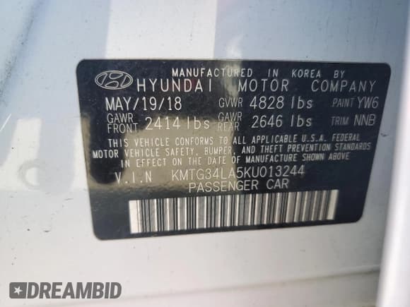 ✅ 2019 Genesis G70 Advanced • VIN: KMTG34LA5KU013244 • Lot: 57261355. Wystawiony na Copart z przebiegiem 61 301 mil. Bezpłatny archiwum sprzedaży aukcyjnych z USA i szczegółowy raport historii pojazdu na DreamBid. Zdjęcie 12.