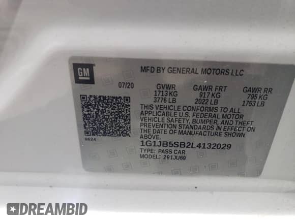 2020 Chevrolet Sonic LS с VIN 1G1JB5SB2L4132029, выставлен на аукционе Copart как лот 64029135 с пробегом 49 250 миль миль и Списание • Salvage title. История ставок и продаж доступна на DreamBid. Изображение 12.