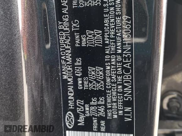 ✅ 2022 Hyundai Tucson SEL • VIN: 5NMJBCAE3NH130629 • Lot: 46708243. Wystawiony na Copart z przebiegiem 8 169 mil. Bezpłatny archiwum sprzedaży aukcyjnych z USA i szczegółowy raport historii pojazdu na DreamBid. Zdjęcie 16.