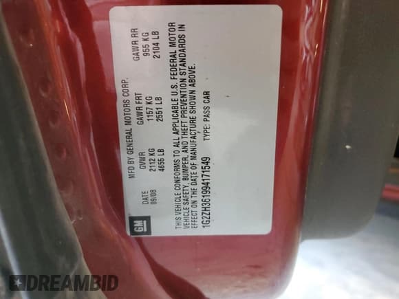 ✅ 2009 Pontiac G6 GT 1SA • VIN: 1G2ZH361994171549 • Lot: 53280265. Wystawiony na Copart z przebiegiem 74 658 mil. Bezpłatny archiwum sprzedaży aukcyjnych z USA i szczegółowy raport historii pojazdu na DreamBid. Zdjęcie 12.