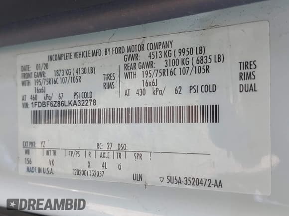 ✅ 2020 Ford Transit • VIN: 1FDBF6Z86LKA32278 • Лот: 42511403. Опубликован ранее на IAAI с пробегом 94 821 миль. Бесплатный доступ к архиву аукционных продаж из США и подробный отчёт об истории автомобиля на DreamBid. Изображение 9.