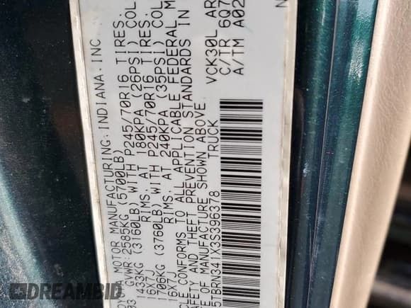 ✅ 2003 Toyota Tundra SR5 • VIN: 5TBRN341X3S396378 • Lot: 90815095. Wystawiony na Copart z przebiegiem 299 242 mil. Bezpłatny archiwum sprzedaży aukcyjnych z USA i szczegółowy raport historii pojazdu na DreamBid. Zdjęcie 12.