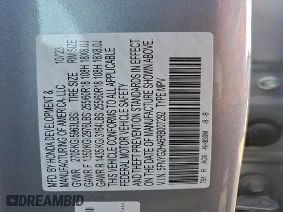 ✅ 2024 Honda Pilot EX-L • VIN: 5FNYG2H46RB007292 • Lot: 95711775. Wystawiony na Copart z przebiegiem 28 620 mil. Bezpłatny archiwum sprzedaży aukcyjnych z USA i szczegółowy raport historii pojazdu na DreamBid. Zdjęcie 13.