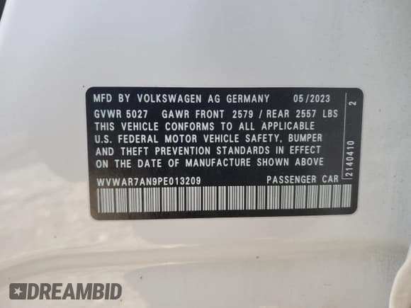 ✅ 2023 Volkswagen Arteon SEL R-Line • VIN: WVWAR7AN9PE013209 • Лот: 88603095. Опубликован ранее на Copart с пробегом 29 287 миль. Бесплатный доступ к архиву аукционных продаж из США и подробный отчёт об истории автомобиля на DreamBid. Изображение 12.
