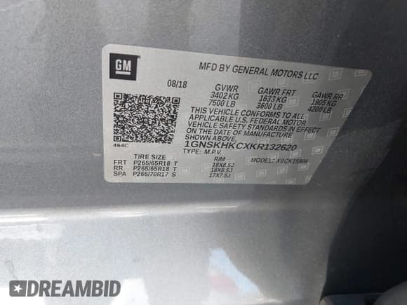 ✅ 2019 Chevrolet Suburban LT • VIN: 1GNSKHKCXKR132620 • Lot: 43578105. Wystawiony na IAAI z przebiegiem 120 367 mil. Bezpłatny archiwum sprzedaży aukcyjnych z USA i szczegółowy raport historii pojazdu na DreamBid. Zdjęcie 9.