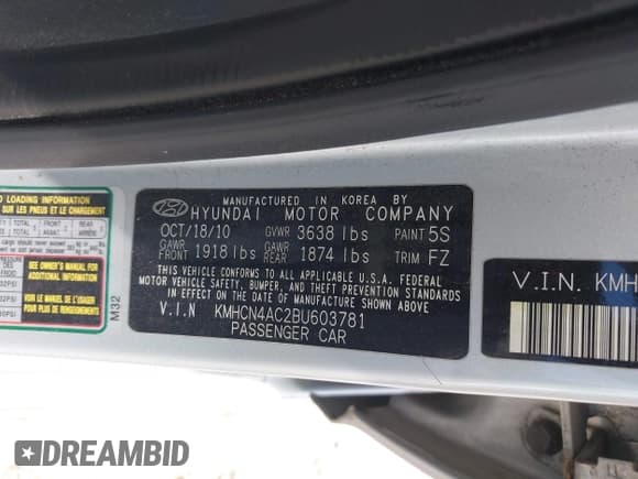 ✅ 2011 Hyundai Accent GLS • VIN: KMHCN4AC2BU603781 • Лот: 42659378. Опубликован ранее на IAAI с пробегом 140 567 миль. Бесплатный доступ к архиву аукционных продаж из США и подробный отчёт об истории автомобиля на DreamBid. Изображение 9.