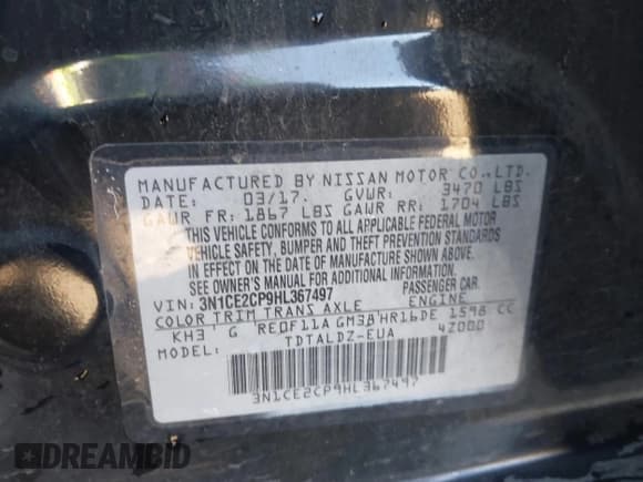 ✅ 2017 Nissan Note SV • VIN: 3N1CE2CP9HL367497 • Lot: 43844311. Listed on IAAI with 47,631 mi. Free auction sales archive from the USA and detailed vehicle history report at DreamBid. Image 9.