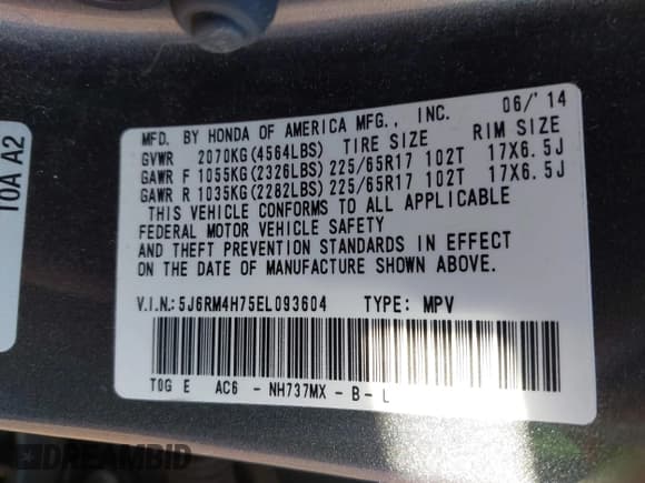 ✅ 2014 Honda CR-V EX-L • VIN: 5J6RM4H75EL093604 • Lot: 43717787. Listed on IAAI with 130,096 mi. Free auction sales archive from the USA and detailed vehicle history report at DreamBid. Image 9.