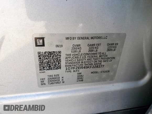 ✅ 2019 Cadillac XT4 FWD Sport • VIN: 1GYFZER45KF228377 • Лот: 84746865. Опубликован ранее на Copart с пробегом 75 151 миль. Бесплатный доступ к архиву аукционных продаж из США и подробный отчёт об истории автомобиля на DreamBid. Изображение 13.