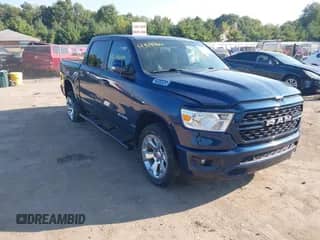 2022 Ram 1500 Big Horn with VIN 1C6RRFFG8NN313948, listed as a IAAI auction lot 43191880 with 46,335 mi miles and . Bid and sale history available at DreamBid. Image 1.