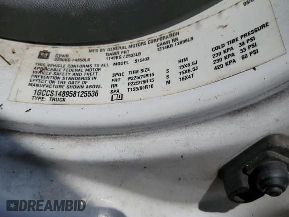 ✅ 2005 Chevrolet Colorado LS Z85 • VIN: 1GCCS148958125536 • Lot: 56632925. Listed on Copart with 133,555 mi. Free auction sales archive from the USA and detailed vehicle history report at DreamBid. Image 12.