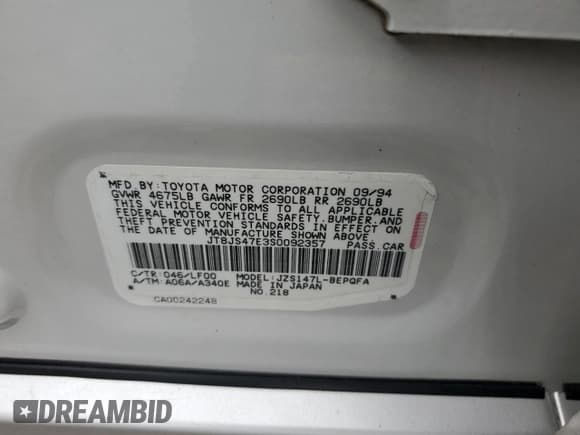 ✅ 1995 Lexus GS 300 • VIN: JT8JS47E3S0092357 • Lot: 74065324. Wystawiony na Copart z przebiegiem 155 133 mil. Bezpłatny archiwum sprzedaży aukcyjnych z USA i szczegółowy raport historii pojazdu na DreamBid. Zdjęcie 15.