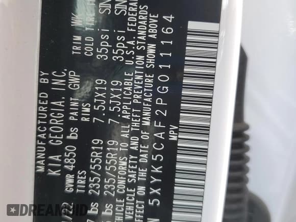 ✅ 2023 Kia Sportage SX-Prestige • VIN: 5XYK5CAF2PG011164 • Лот: 83987115. Опубликован ранее на Copart с пробегом 44 943 миль. Бесплатный доступ к архиву аукционных продаж из США и подробный отчёт об истории автомобиля на DreamBid. Изображение 13.