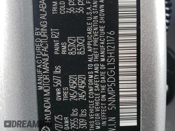 ✅ 2025 Hyundai Santa Fe Calligraphy • VIN: 5NMP5DGL1SH121176 • Lot: 87128355. Listed on Copart with 1,979 mi. Free auction sales archive from the USA and detailed vehicle history report at DreamBid. Image 13.