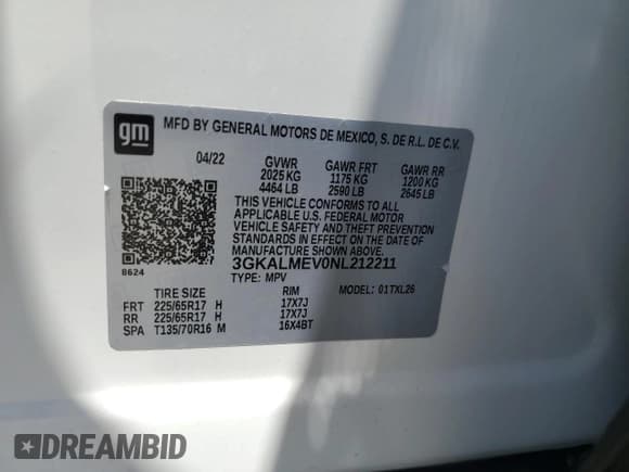 ✅ 2022 GMC Terrain SLE • VIN: 3GKALMEV0NL212211 • Lot: 63239505. Wystawiony na Copart z przebiegiem 72 859 mil. Bezpłatny archiwum sprzedaży aukcyjnych z USA i szczegółowy raport historii pojazdu na DreamBid. Zdjęcie 14.