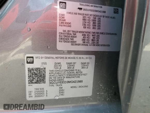 ✅ 2021 Chevrolet Silverado 1500 RST • VIN: 3GCUYEED3MG421988 • Lot: 63617804. Wystawiony na Copart z przebiegiem 56 711 mil. Bezpłatny archiwum sprzedaży aukcyjnych z USA i szczegółowy raport historii pojazdu na DreamBid. Zdjęcie 13.