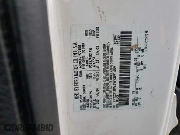 ✅ 1998 Ford F-150 • VIN: 1FTZX18W5WKB91459 • Lot: 52369095. Wystawiony na Copart z przebiegiem 185 660 mil. Bezpłatny archiwum sprzedaży aukcyjnych z USA i szczegółowy raport historii pojazdu na DreamBid. Zdjęcie 12.