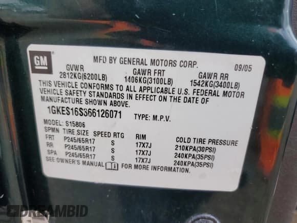 ✅ 2006 GMC Envoy SLE • VIN: 1GKES16S366126071 • Lot: 55495225. Listed on Copart with 226,244 mi. Free auction sales archive from the USA and detailed vehicle history report at DreamBid. Image 12.