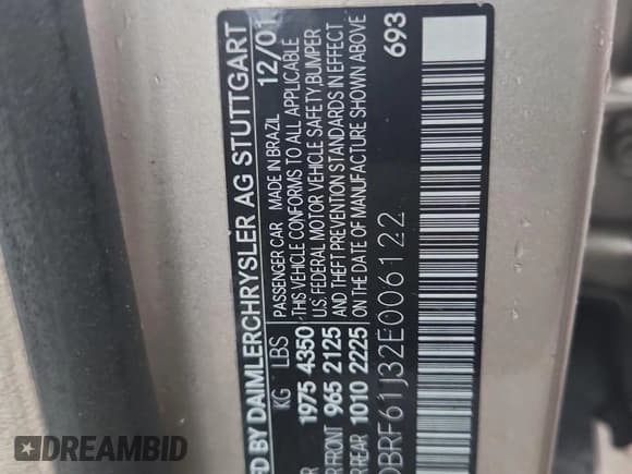 ✅ 2002 Mercedes-Benz C 230/260/280/320 • VIN: WDBRF61J32E006122 • Lot: 67344195. Wystawiony na Copart z przebiegiem 61 240 mil. Bezpłatny archiwum sprzedaży aukcyjnych z USA i szczegółowy raport historii pojazdu na DreamBid. Zdjęcie 12.