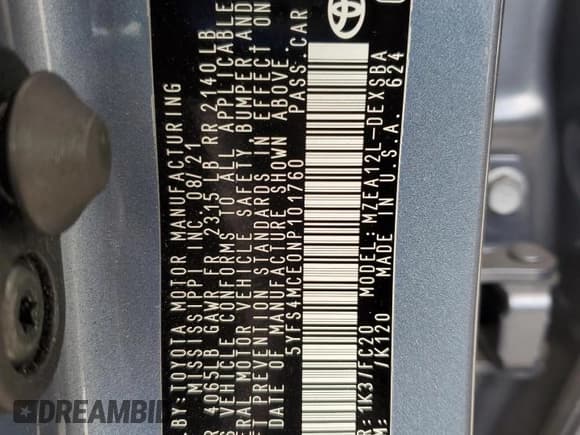 ✅ 2022 Toyota Corolla SE Nightshade • VIN: 5YFS4MCE0NP101760 • Lot: 82403165. Wystawiony na Copart z przebiegiem 58 023 mil. Bezpłatny archiwum sprzedaży aukcyjnych z USA i szczegółowy raport historii pojazdu na DreamBid. Zdjęcie 12.