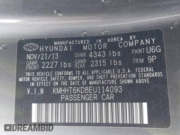 2014 Hyundai Genesis Coupe R-Spec with VIN KMHHT6KD8EU114093, listed as a IAAI auction lot 41261121 with 51,172 mi miles and . Bid and sale history available at DreamBid. Image 9.