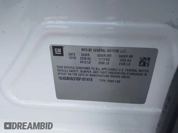 ✅ 2016 Buick LaCrosse Leather • VIN: 1G4GB5G37GF181414 • Лот: 43710266. Опубликован ранее на IAAI с пробегом 72 310 миль. Бесплатный доступ к архиву аукционных продаж из США и подробный отчёт об истории автомобиля на DreamBid. Изображение 9.