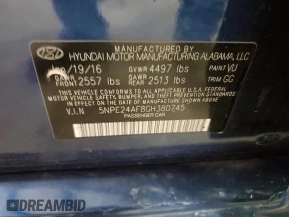 ✅ 2016 Hyundai Sonata SE • VIN: 5NPE24AF8GH380745 • Lot: 85580195. Wystawiony na Copart z przebiegiem 170 414 mil. Bezpłatny archiwum sprzedaży aukcyjnych z USA i szczegółowy raport historii pojazdu na DreamBid. Zdjęcie 12.
