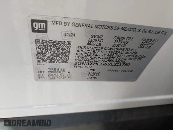 ✅ 2025 Chevrolet Equinox FWD LT • VIN: 3GNAXHEG8SL211769 • Lot: 42889253. Wystawiony na IAAI z przebiegiem 18 643 mil. Bezpłatny archiwum sprzedaży aukcyjnych z USA i szczegółowy raport historii pojazdu na DreamBid. Zdjęcie 9.