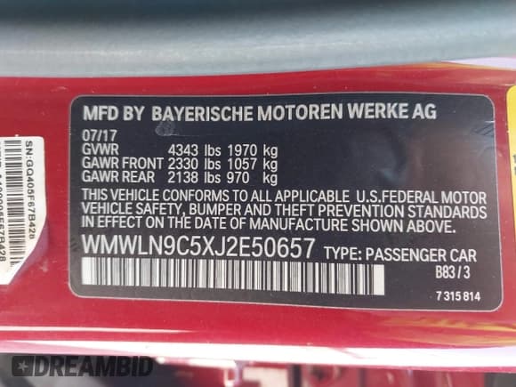 ✅ 2018 MINI Clubman Cooper S • VIN: WMWLN9C5XJ2E50657 • Lot: 43597970. Listed on IAAI with 40,477 mi. Free auction sales archive from the USA and detailed vehicle history report at DreamBid. Image 9.
