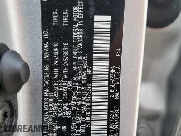 ✅ 2017 Toyota Highlander LE • VIN: 5TDBZRFH3HS475246 • Лот: 82380565. Опубликован ранее на Copart с пробегом 98 018 миль. Бесплатный доступ к архиву аукционных продаж из США и подробный отчёт об истории автомобиля на DreamBid. Изображение 13.