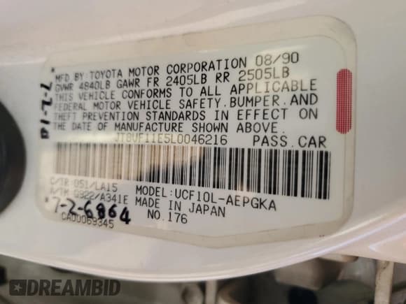 ✅ 1990 Lexus LS • VIN: JT8UF11E5L0046216 • Лот: 79510594. Опубликован ранее на Copart с пробегом 237 962 миль. Бесплатный доступ к архиву аукционных продаж из США и подробный отчёт об истории автомобиля на DreamBid. Изображение 12.