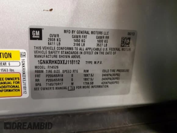 ✅ 2014 Chevrolet Traverse LT • VIN: 1GNKRHKDXEJ118112 • Lot: 72257894. Wystawiony na Copart z przebiegiem 116 909 mil. Bezpłatny archiwum sprzedaży aukcyjnych z USA i szczegółowy raport historii pojazdu na DreamBid. Zdjęcie 13.