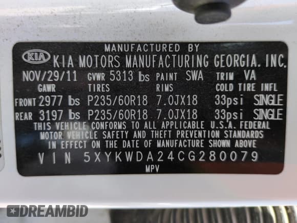 ✅ 2012 Kia Sorento SX • VIN: 5XYKWDA24CG280079 • Lot: 63855335. Wystawiony na Copart z przebiegiem 282 374 mil. Bezpłatny archiwum sprzedaży aukcyjnych z USA i szczegółowy raport historii pojazdu na DreamBid. Zdjęcie 12.