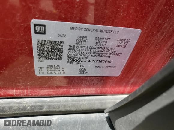 ✅ 2022 GMC Acadia SLT • VIN: 1GKKNUL46NZ160648 • Лот: 55848245. Опубликован ранее на Copart с пробегом 50 794 миль. Бесплатный доступ к архиву аукционных продаж из США и подробный отчёт об истории автомобиля на DreamBid. Изображение 13.