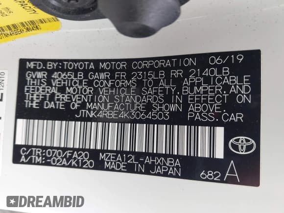 ✅ 2019 Toyota Corolla XSE • VIN: JTNK4RBE4K3064503 • Lot: 43556643. Listed on IAAI with 62,270 mi. Free auction sales archive from the USA and detailed vehicle history report at DreamBid. Image 9.