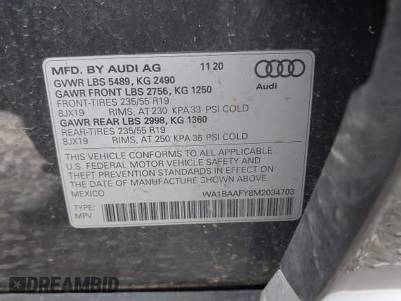 ✅ 2021 Audi Q5 Premium Plus • VIN: WA1BAAFY8M2034703 • Lot: 43671107. Wystawiony na IAAI z przebiegiem 46 585 mil. Bezpłatny archiwum sprzedaży aukcyjnych z USA i szczegółowy raport historii pojazdu na DreamBid. Zdjęcie 9.