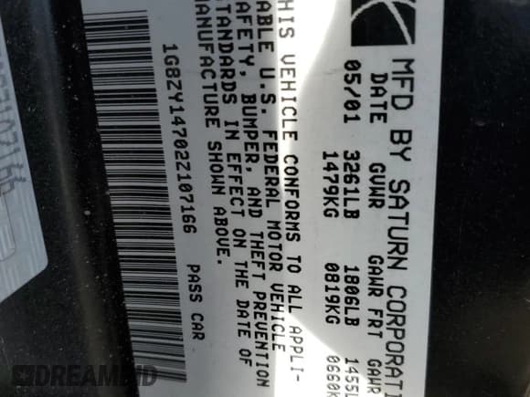 ✅ 2002 Saturn SC • VIN: 1G8ZY14702Z107166 • Лот: 87435474. Опубликован ранее на Copart с пробегом 178 319 миль. Бесплатный доступ к архиву аукционных продаж из США и подробный отчёт об истории автомобиля на DreamBid. Изображение 12.