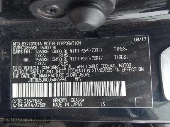 ✅ 2018 Toyota 4Runner SR5 • VIN: JTEBU5JR0J5486994 • Lot: 42462554. Wystawiony na IAAI z przebiegiem 40 855 mil. Bezpłatny archiwum sprzedaży aukcyjnych z USA i szczegółowy raport historii pojazdu na DreamBid. Zdjęcie 9.