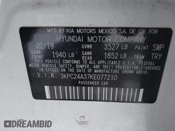 ✅ 2019 Hyundai Accent SE • VIN: 3KPC24A37KE077210 • Лот: 41275517. Опубликован ранее на IAAI с пробегом 86 067 миль. Бесплатный доступ к архиву аукционных продаж из США и подробный отчёт об истории автомобиля на DreamBid. Изображение 9.