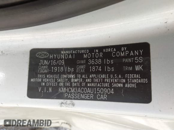 ✅ 2010 Hyundai Accent GS • VIN: KMHCM3AC0AU150904 • Лот: 41695905. Опубликован ранее на IAAI с пробегом 41 438 миль. Бесплатный доступ к архиву аукционных продаж из США и подробный отчёт об истории автомобиля на DreamBid. Изображение 9.