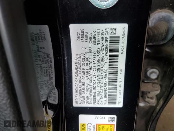 ✅ 2022 Honda Civic Sport • VIN: 2HGFE2F56NH504339 • Lot: 87378635. Listed on Copart with 50,606 mi. Free auction sales archive from the USA and detailed vehicle history report at DreamBid. Image 12.