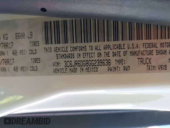 2016 Ram 1500 Tradesman с VIN 3C6JR6DG8GG239636, выставлен на аукционе IAAI как лот 41366332 с пробегом 117 082 миль миль и . История ставок и продаж доступна на DreamBid. Изображение 9.