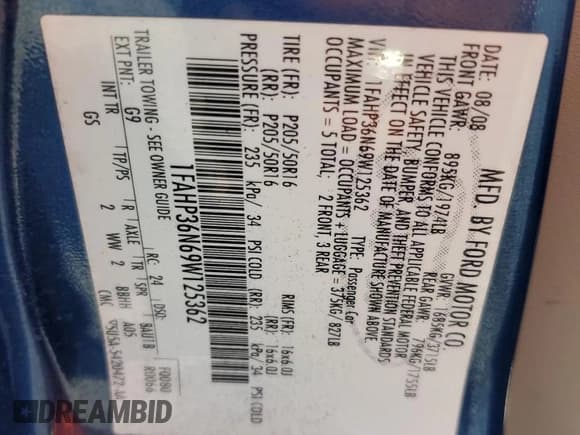 ✅ 2009 Ford Focus SES • VIN: 1FAHP36N69W125362 • Lot: 90428035. Listed on Copart with 71,483 mi. Free auction sales archive from the USA and detailed vehicle history report at DreamBid. Image 13.