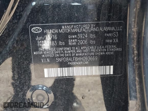 ✅ 2017 Hyundai Elantra SE • VIN: 5NPD84LF6HH093669 • Lot: 43095995. Listed on IAAI with 44,222 mi. Free auction sales archive from the USA and detailed vehicle history report at DreamBid. Image 9.