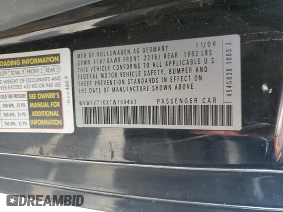 ✅ 2007 Volkswagen Golf GTI • VIN: WVWFV71KX7W109481 • Лот: 60197335. Опубликован ранее на Copart с пробегом 152 257 миль. Бесплатный доступ к архиву аукционных продаж из США и подробный отчёт об истории автомобиля на DreamBid. Изображение 12.