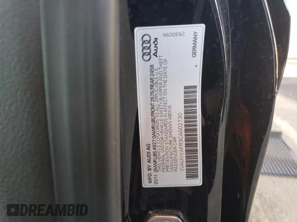 ✅ 2012 Audi S5 Prestige • VIN: WAUVVAFR3CA002730 • Лот: 61265295. Опубликован ранее на Copart с пробегом 128 881 миль. Бесплатный доступ к архиву аукционных продаж из США и подробный отчёт об истории автомобиля на DreamBid. Изображение 12.