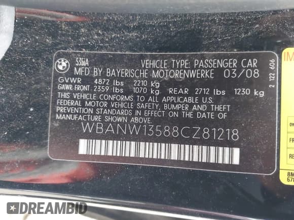 ✅ 2008 BMW 5 Series 535i • VIN: WBANW13588CZ81218 • Lot: 42751592. Wystawiony na IAAI z przebiegiem Nie podano. Bezpłatny archiwum sprzedaży aukcyjnych z USA i szczegółowy raport historii pojazdu na DreamBid. Zdjęcie 9.