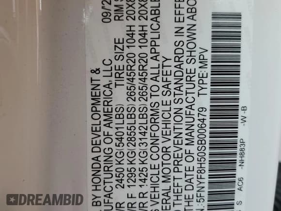 ✅ 2025 Honda Passport EX-L • VIN: 5FNYF8H50SB006479 • Лот: 49454275. Опубликован ранее на Copart с пробегом 3 157 миль. Бесплатный доступ к архиву аукционных продаж из США и подробный отчёт об истории автомобиля на DreamBid. Изображение 13.
